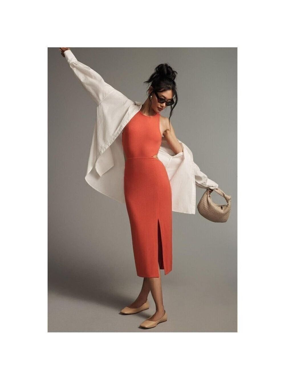 Antrhopologie Bordeaux Cutout Tank Lounge Dress Color Watermelon Size L
